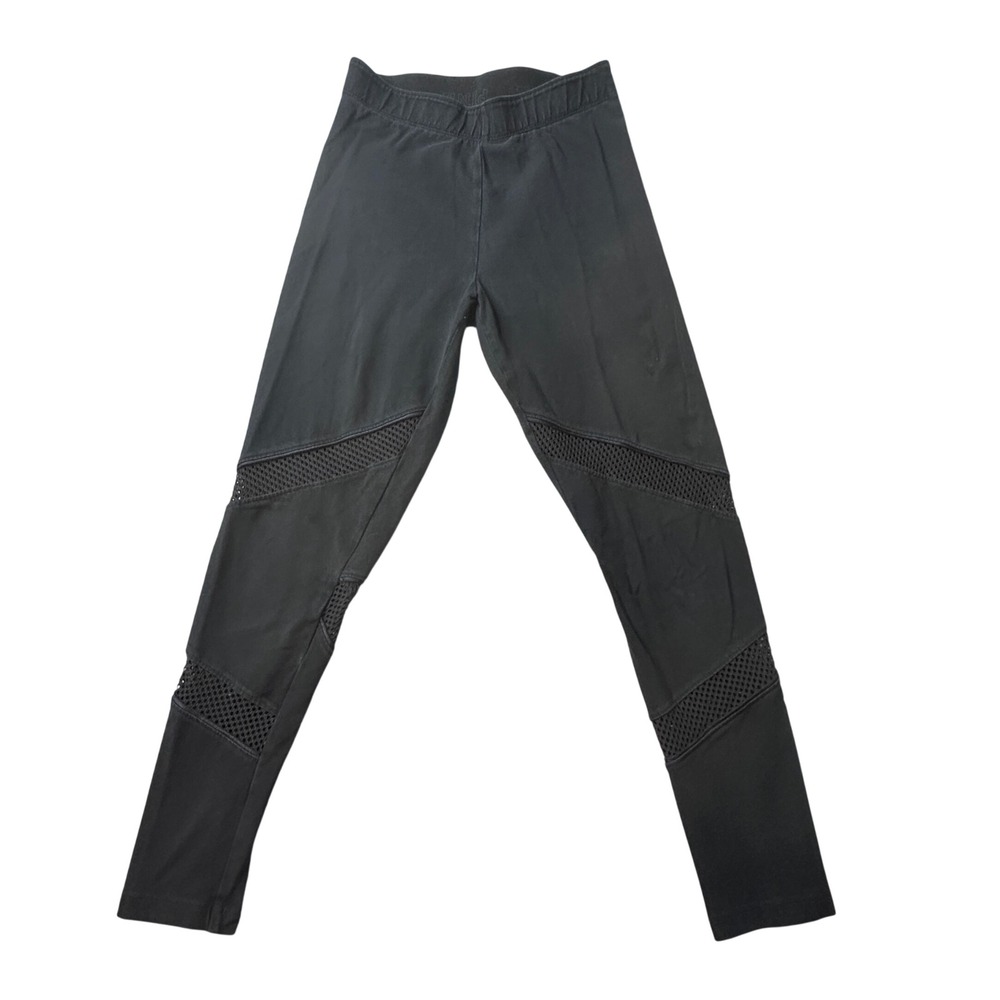 Victoria's Secret PINK Leggings Womens XS Black Mesh‎ Panel Logo Athletic Yoga